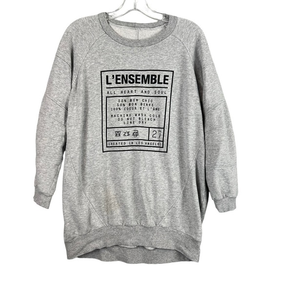 BCBGeneration Grey Oversized Pullover L’Assemble French Sweatshirt Size Small - Picture 1 of 7